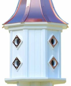 The Birdhouse Chick Copper Roof Dovecote Birdhouse 36x14 Ribbon Detail- 8 Portals Copper Roof Birdhouses