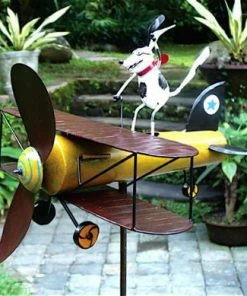 Blue Handworks Aviator Spike The Dog Whirligig W/Pole