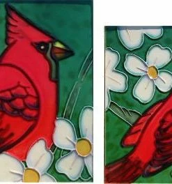 TileCraft Plaques, Stepping Stones & Wall Decor Ceramic Art Tiles-Cardinals Set/2