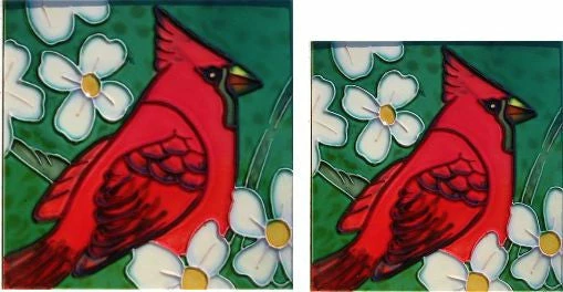 TileCraft Plaques, Stepping Stones & Wall Decor Ceramic Art Tiles-Cardinals Set/2