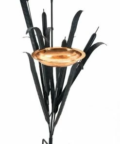 ACHLA Double Cattail Bird Bath With Iron Perches