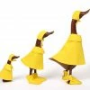 The Birdhouse Chick Puddle Ducks Teak Garden Sculpture
