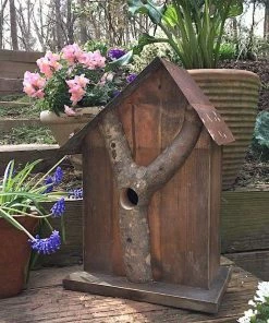 The Birdhouse Chick Church Birdhouses, Vintage-Rustic Rustic Log Front Birdhouses- 2 Sizes