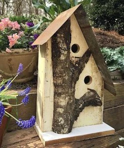 The Birdhouse Chick Church Birdhouses, Vintage-Rustic Rustic Log Front Birdhouses- 2 Sizes