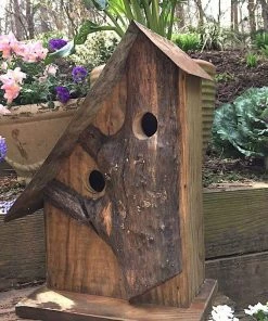 The Birdhouse Chick Church Birdhouses, Vintage-Rustic Rustic Log Front Birdhouses- 2 Sizes