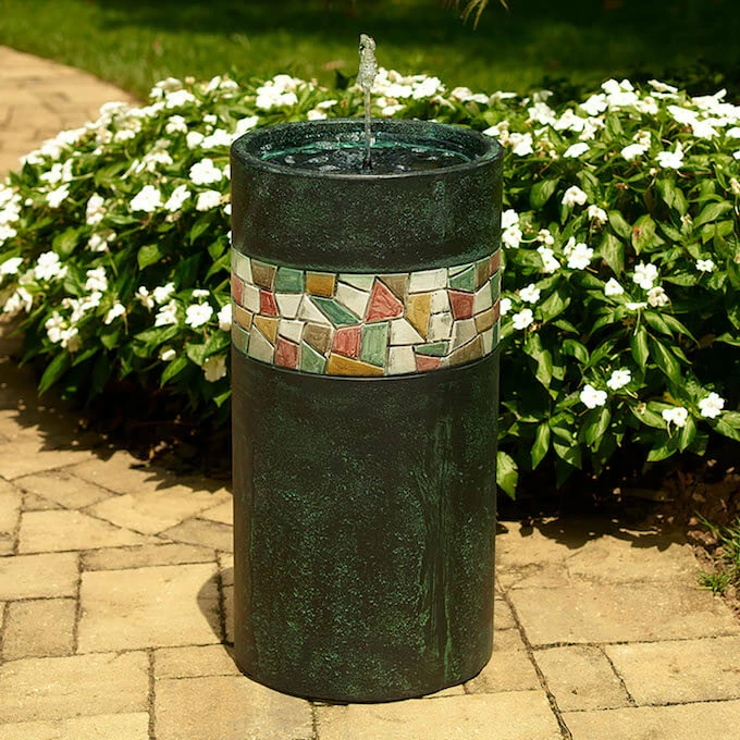 The Birdhouse Chick Mosaic Solar Bubbler Bird Bath