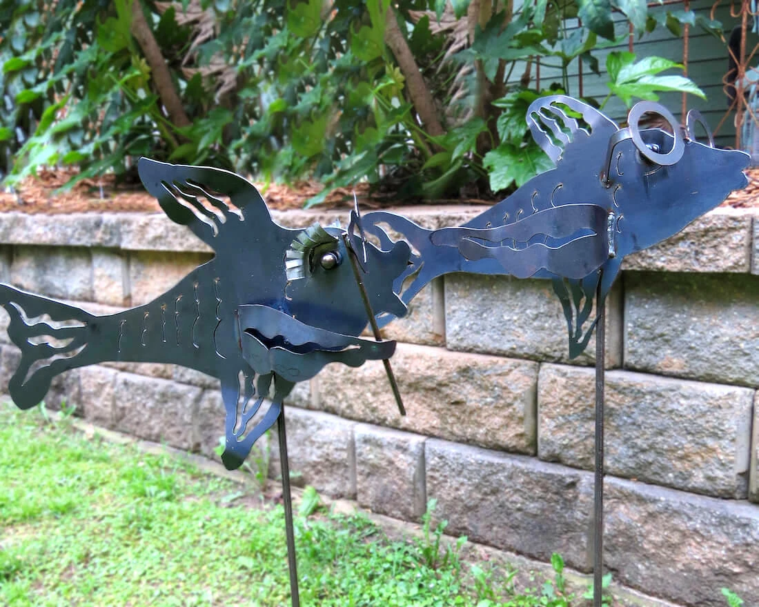 Iron Age Large Fish Garden Stakes Garden Stakes & Whirligigs