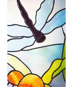 Evergreen Enetrprises Stained Glass Dragonfly Panel