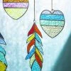 The Birdhouse Chick Wind Chimes Stained Glass Heart And Feather Mobile