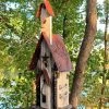 The Birdhouse Chick Tall Church Birdhouse- White Church Birdhouses, Vintage-Rustic