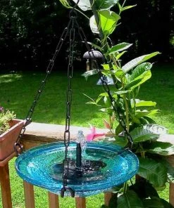 The Birdhouse Chick Solar Bubbler Hanging Bird Bath- 2 Colors