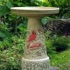 Burley Clay Cardinal Bird Bath With Locking Top Staked & Pedestal Bird Baths