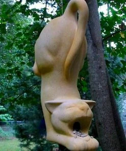 The Birdhouse Chick Cool Kat Stoneware Bird Feeder Unique Bird Feeders