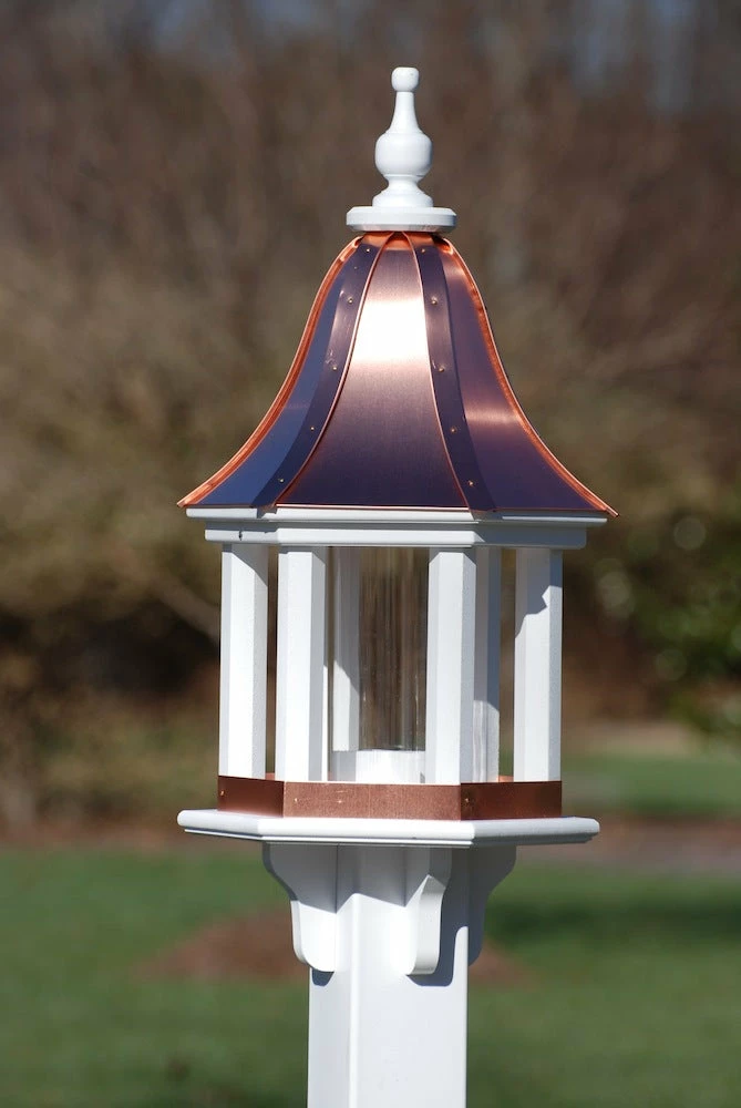 The Birdhouse Chick Copper Roof Bird Feeders Copper Roof Bird Feeder Column Style - 28x12