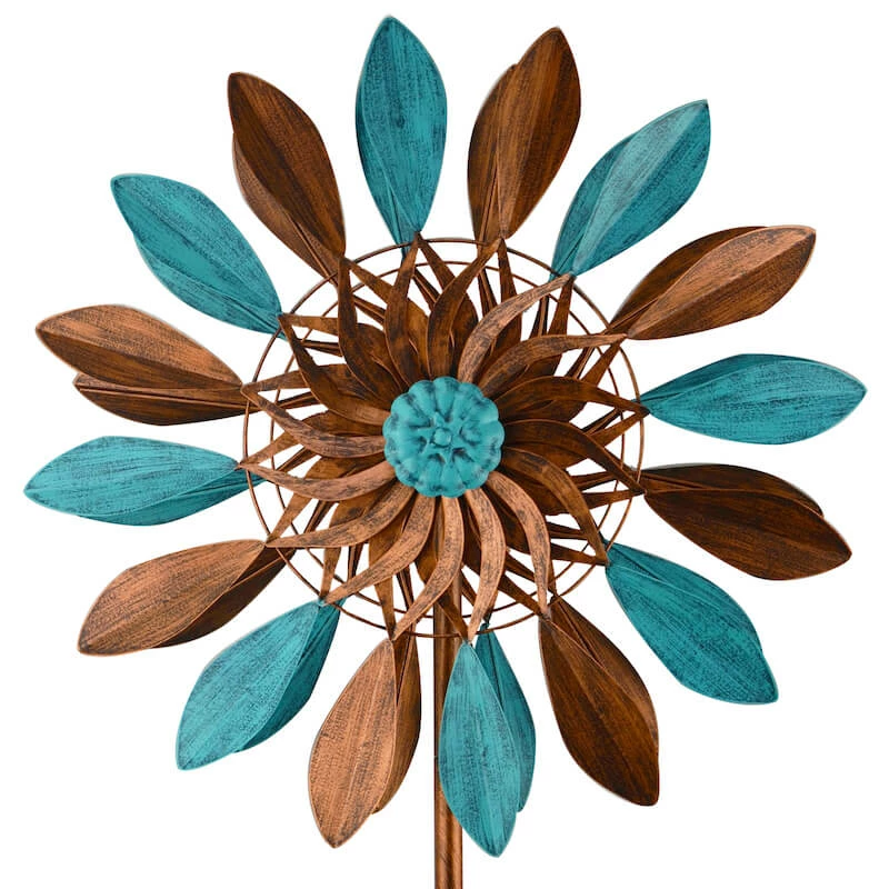 Red Carpet Studios Large Kinetic Double Leaves Spinner Garden Stakes & Whirligigs