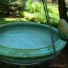 Ancient Graffiti Ceramic Hanging Bird Bath-Teal