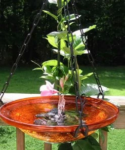 The Birdhouse Chick Solar Bubbler Hanging Bird Bath- 2 Colors